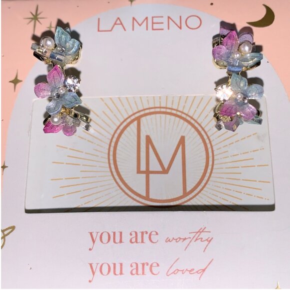 Butterfly and Flower Earrings Rainbow Color - Picture 3 of 6